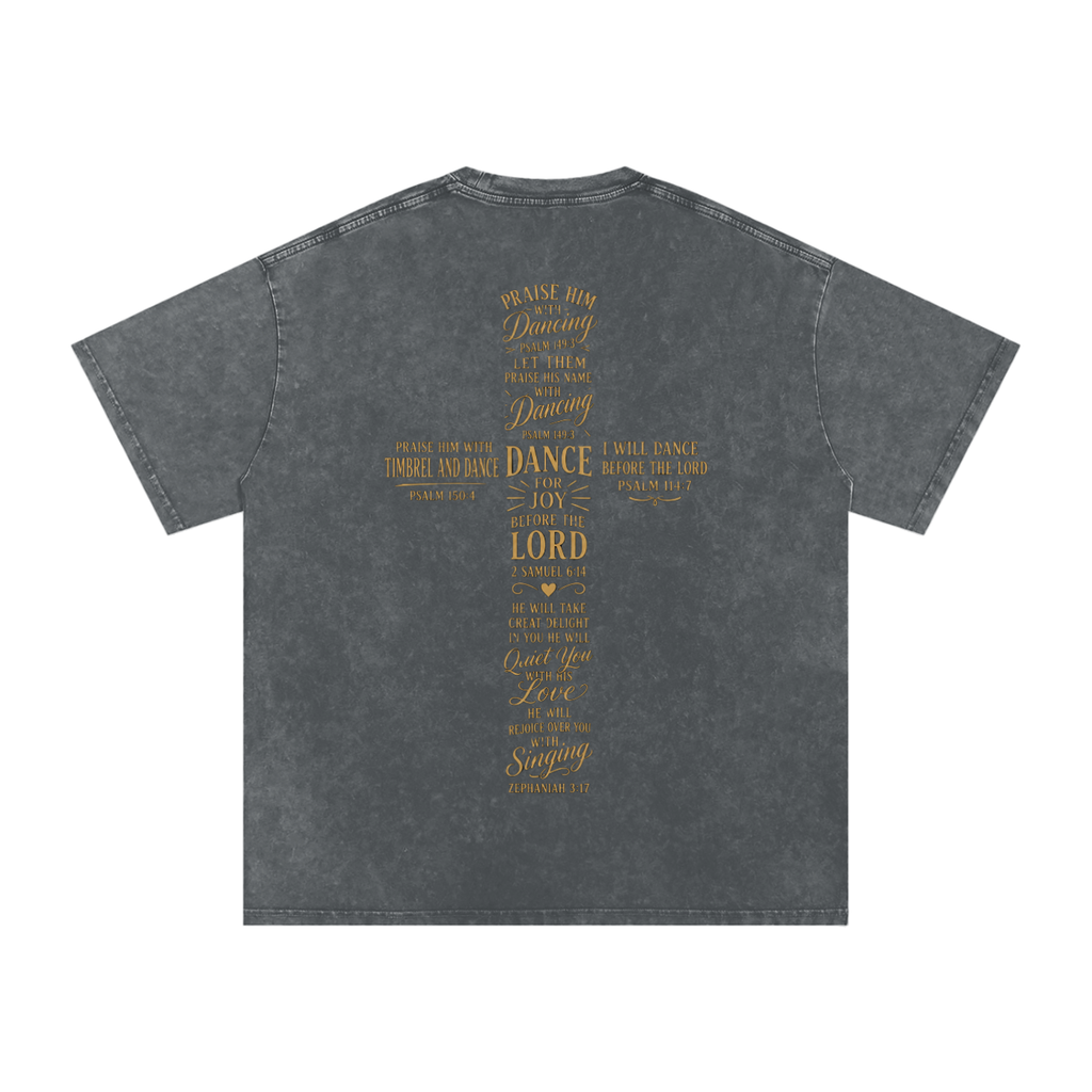 Worship Through Movement Snow Washed Oversized Cotton T-Shirt
