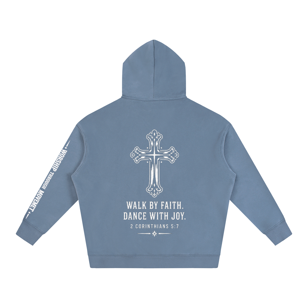 Dance with Joy White Oversize Fleeced Hoodie