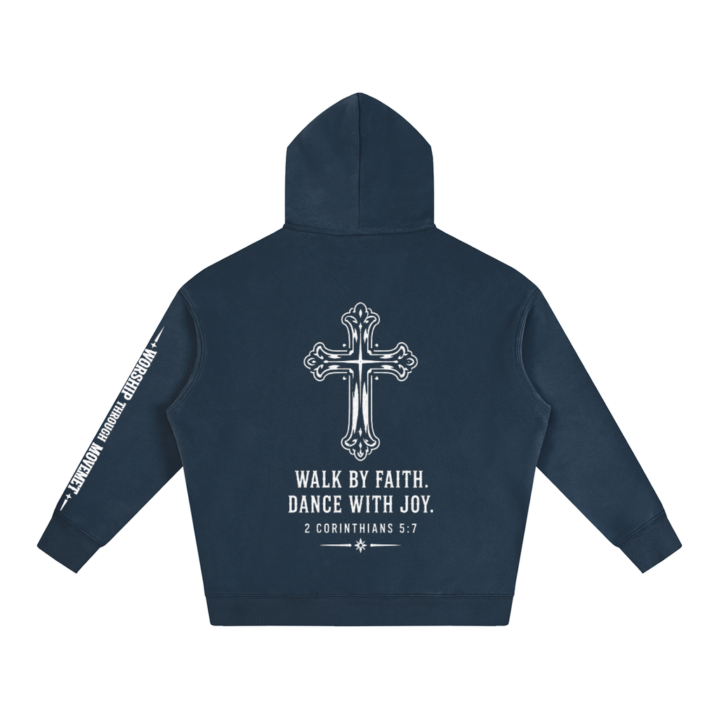 Dance with Joy White Oversize Fleeced Hoodie