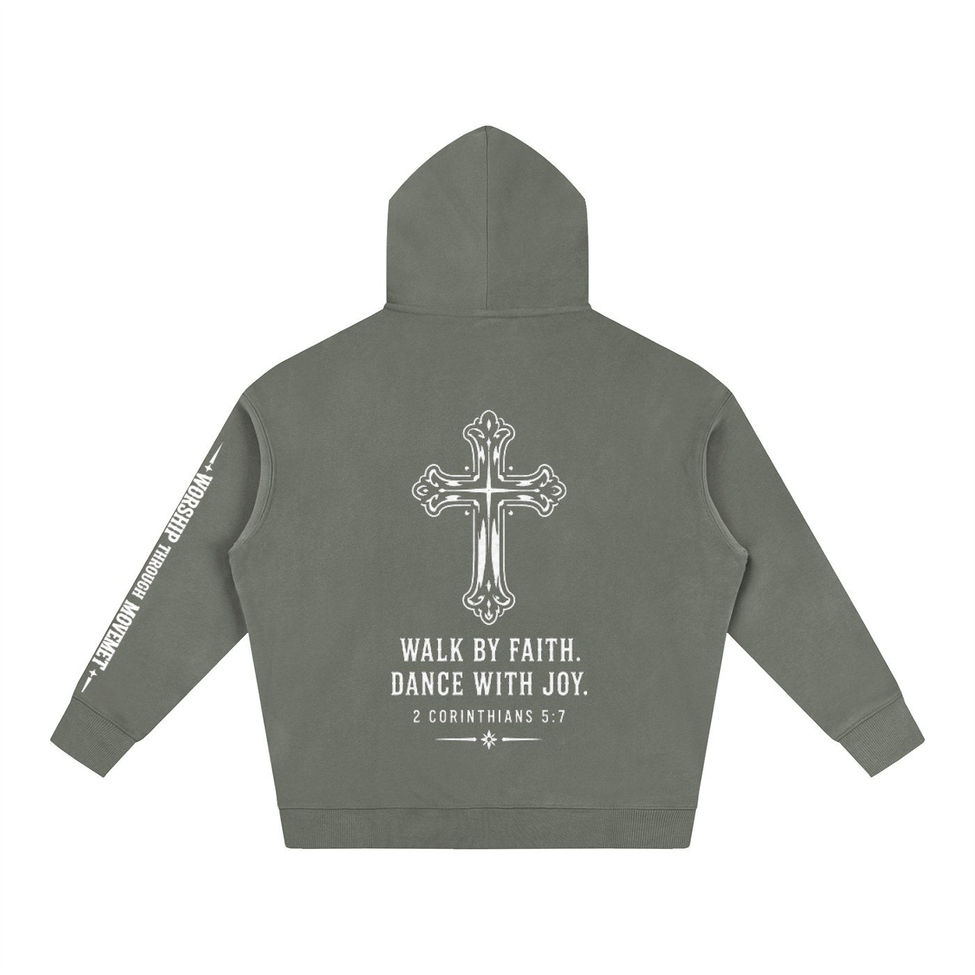 Dance with Joy White Oversize Fleeced Hoodie