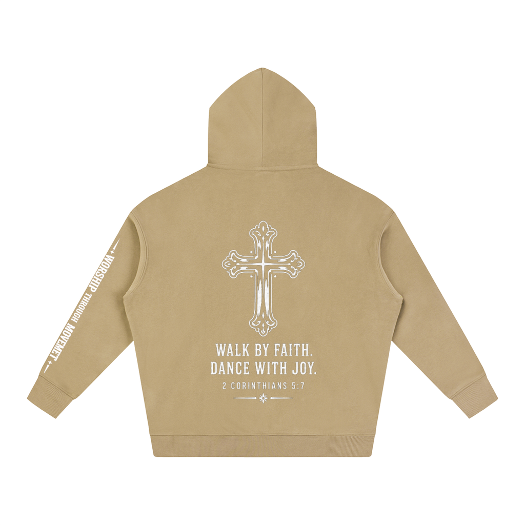 Dance with Joy White Oversize Fleeced Hoodie