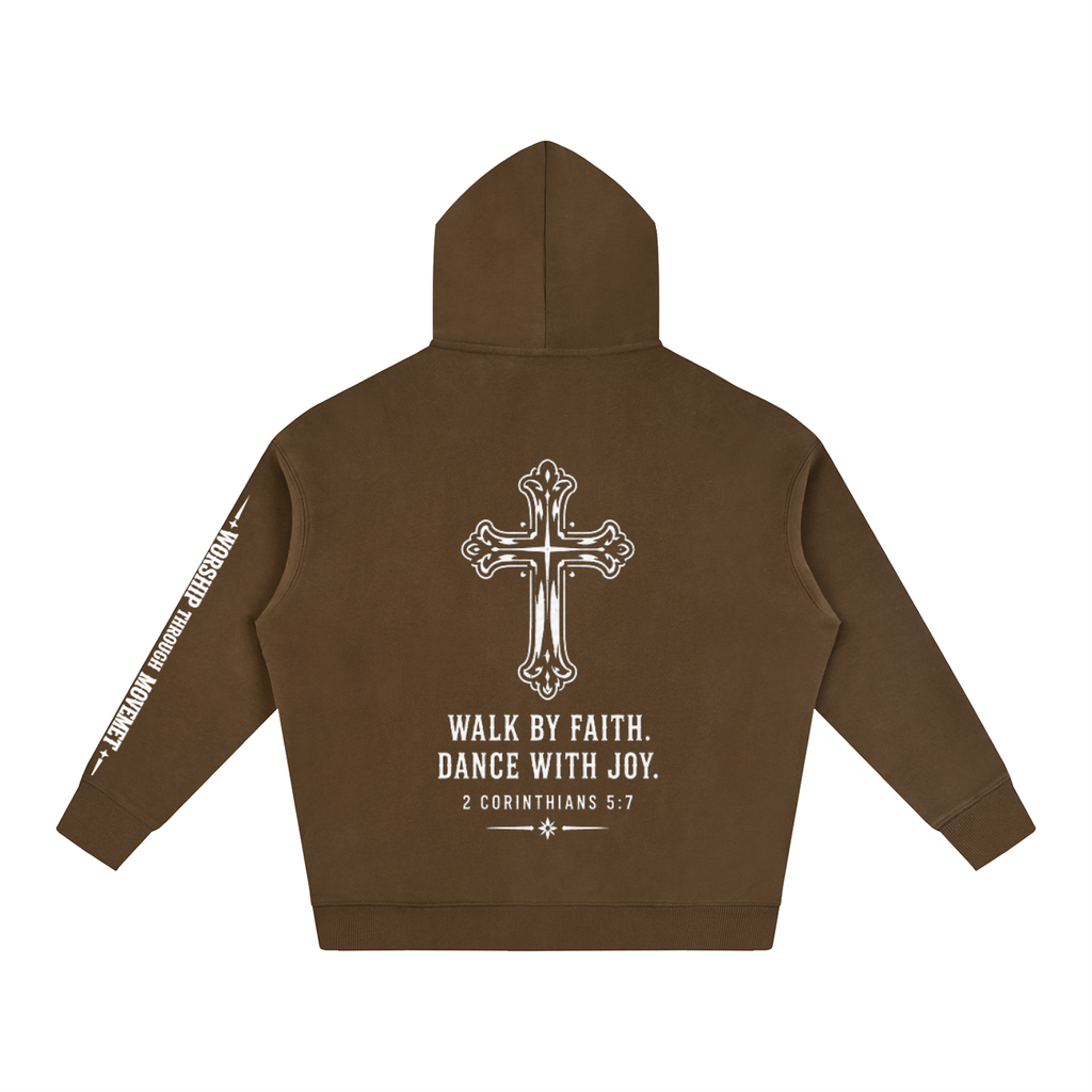 Dance with Joy White Oversize Fleeced Hoodie