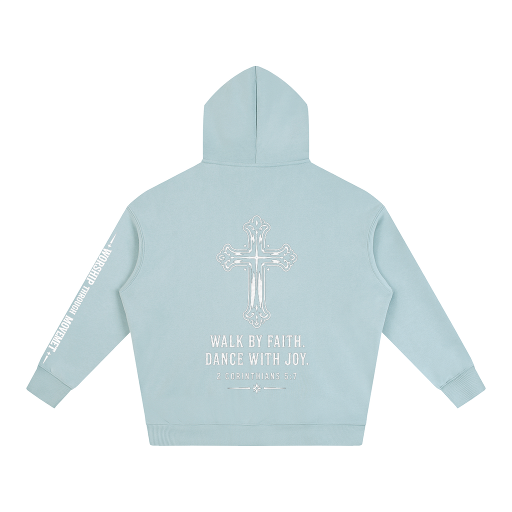 Dance with Joy White Oversize Fleeced Hoodie