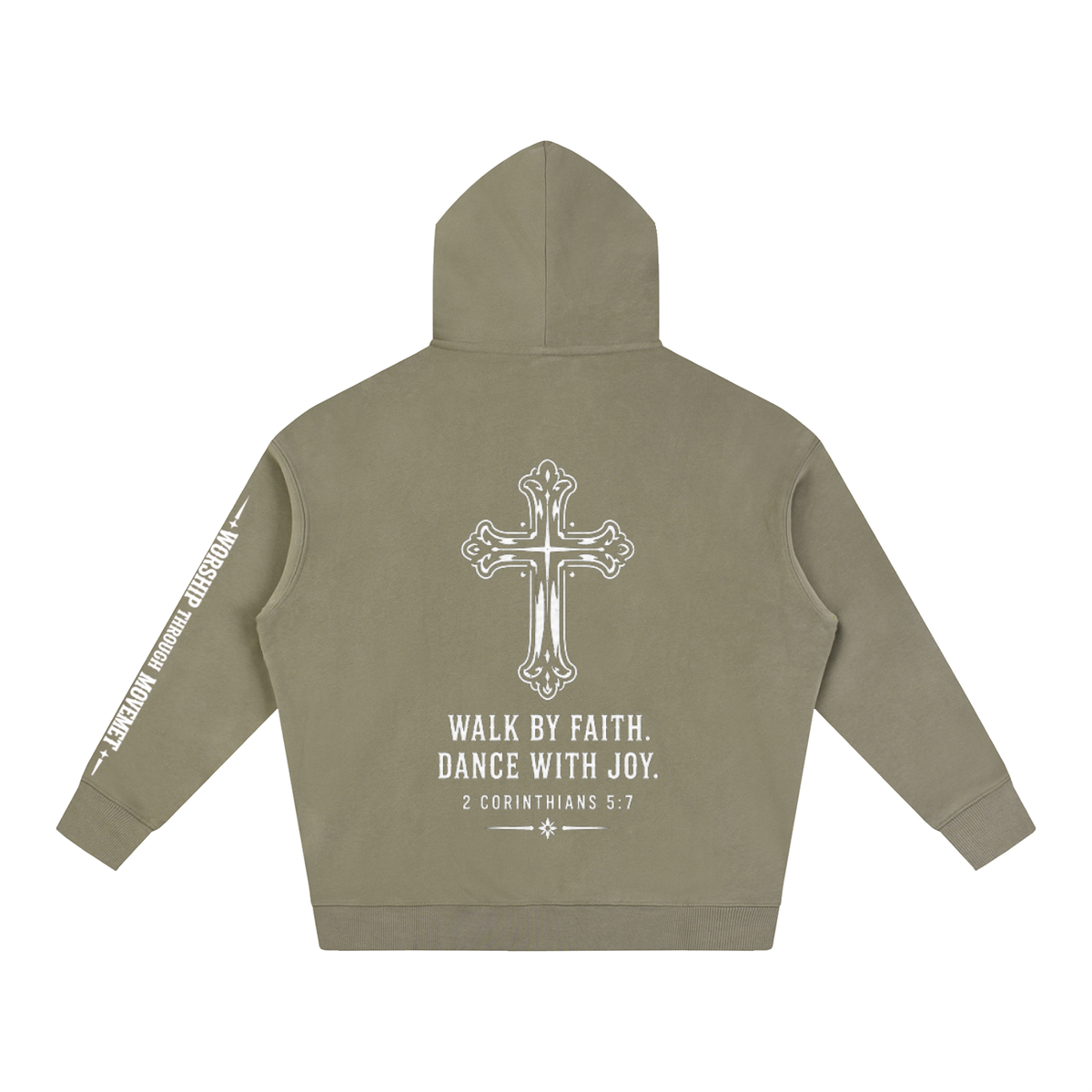 Dance with Joy White Oversize Fleeced Hoodie