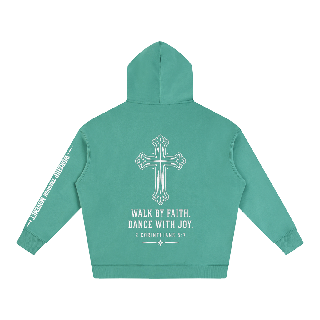 Dance with Joy White Oversize Fleeced Hoodie