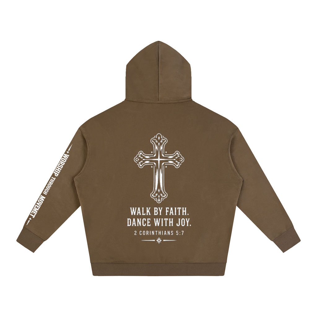 Dance with Joy White Oversize Fleeced Hoodie
