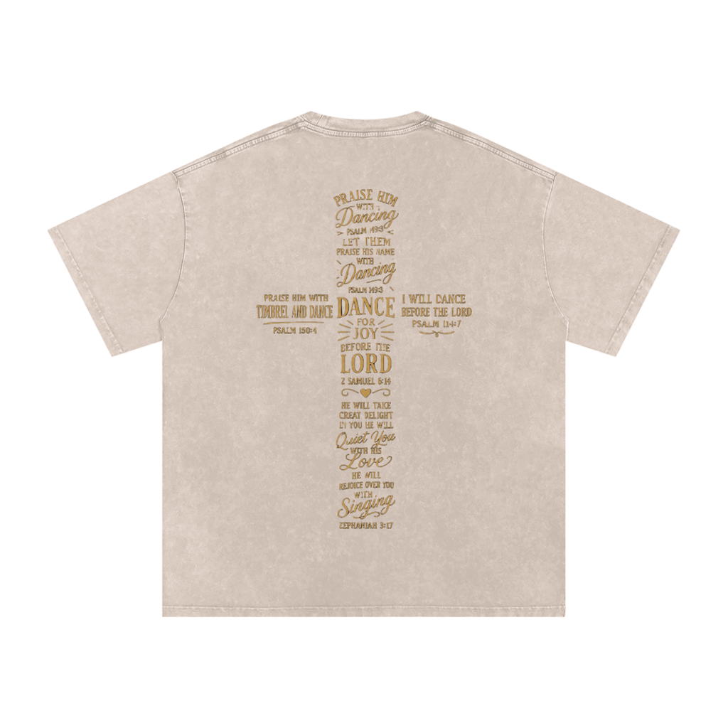 Worship Through Movement Snow Washed Oversized Cotton T-Shirt