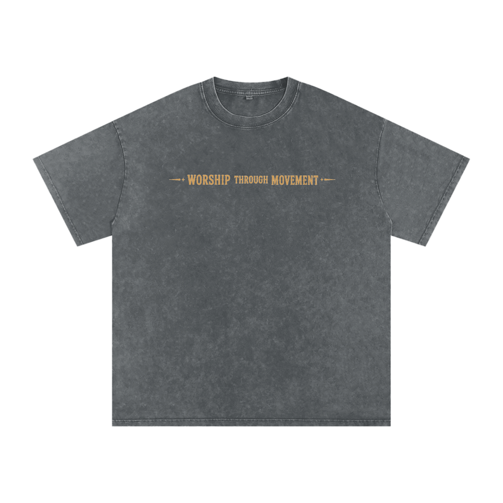 Worship Through Movement Snow Washed Oversized Cotton T-Shirt
