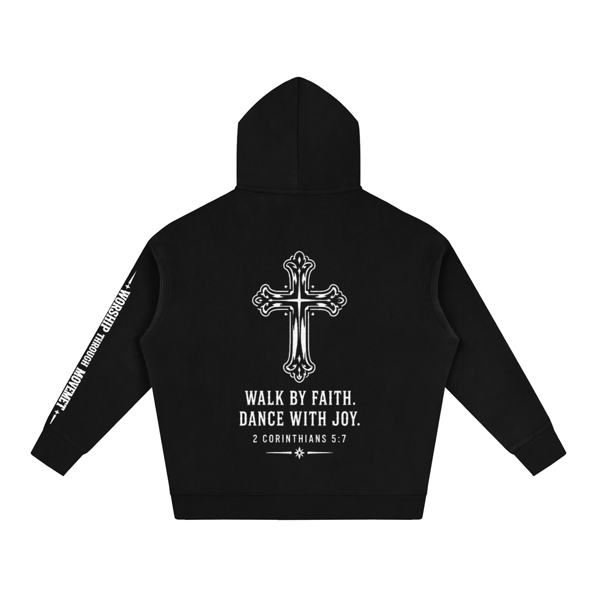Dance with Joy White Oversize Fleeced Hoodie