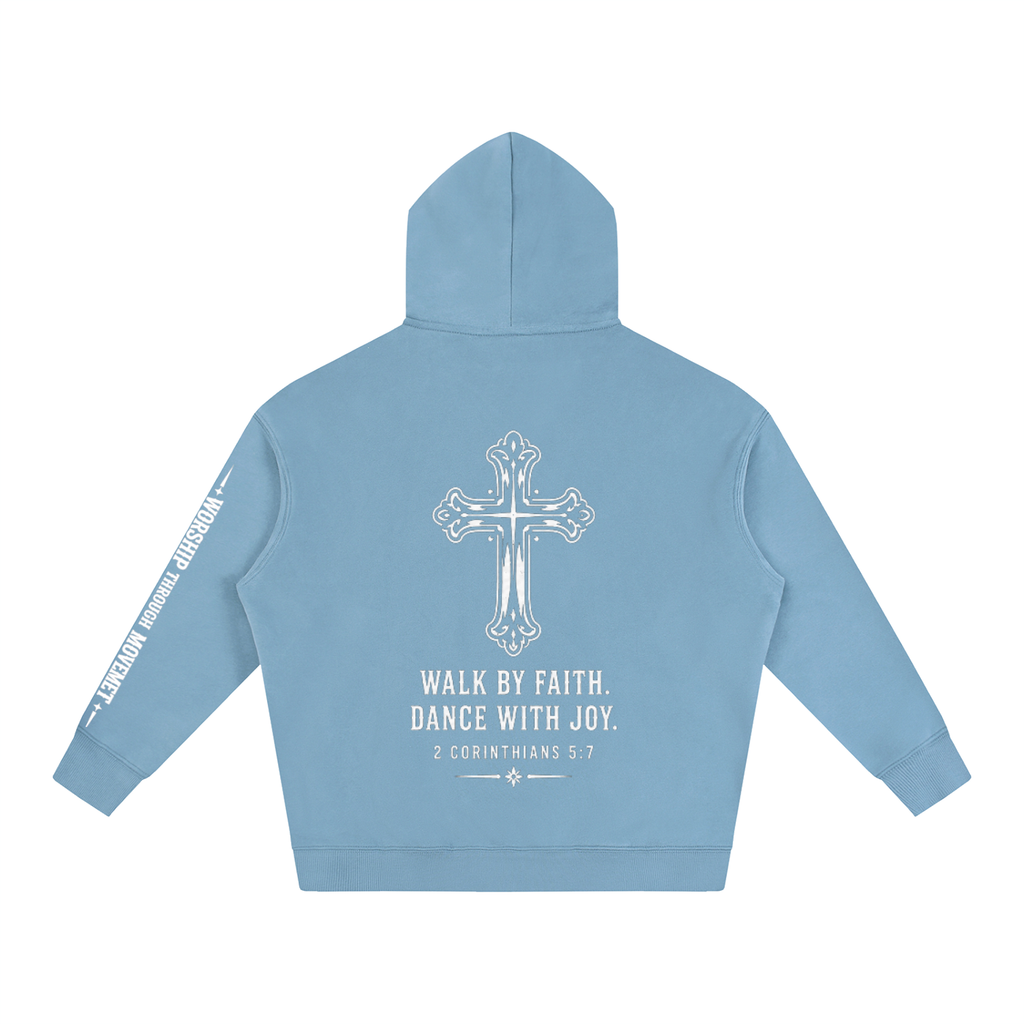 Dance with Joy White Oversize Fleeced Hoodie