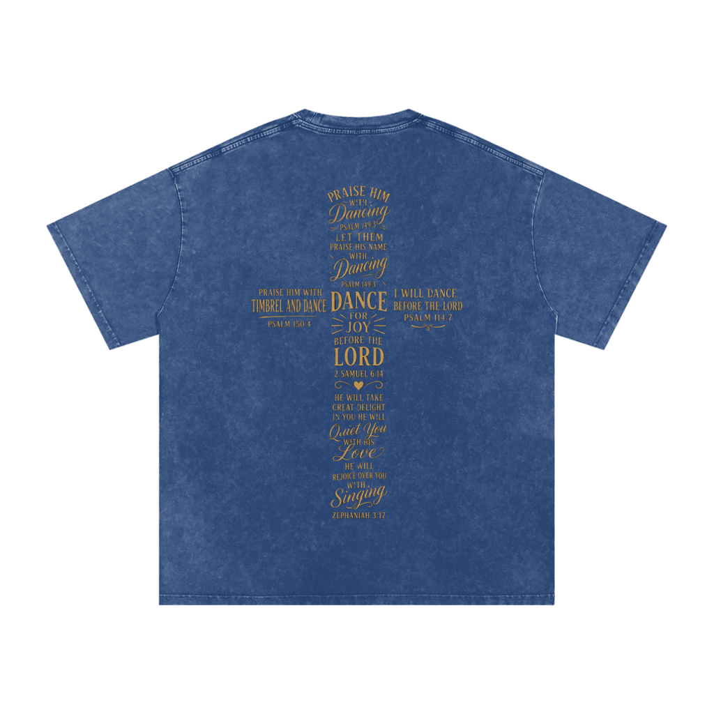 Worship Through Movement Snow Washed Oversized Cotton T-Shirt