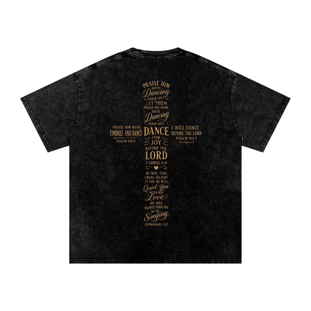 Worship Through Movement Snow Washed Oversized Cotton T-Shirt